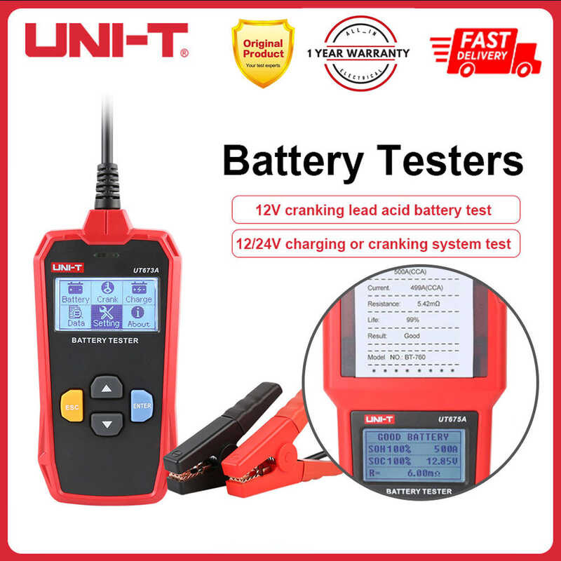 ❤ Uni-T Ut675a Ut673a ดิจิตอลจอแสดงผลเครื่องทดสอบแบตเตอรี่12v/24V รถยนต์เก็บแบตเตอรี่/แบตเตอรี่
