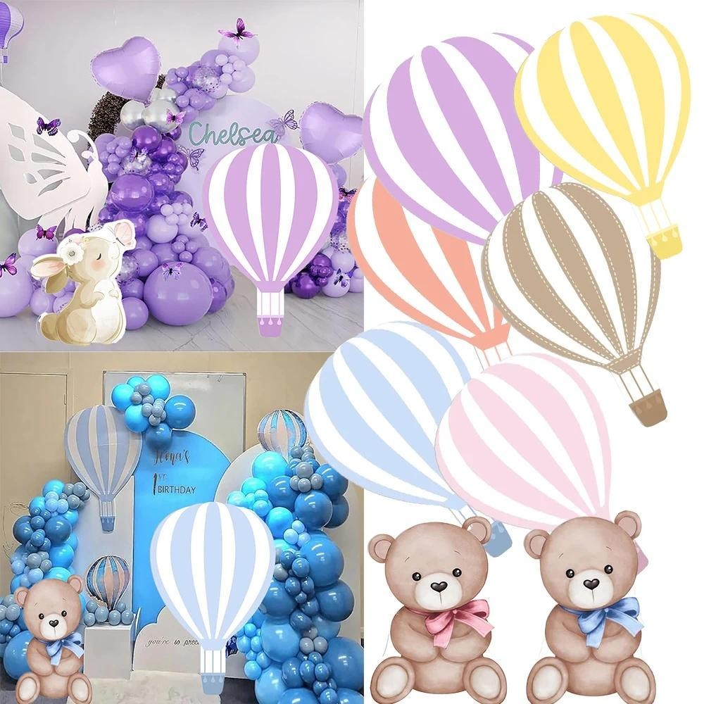 45/60/92 ซม.บอลลูนอากาศร้อนหมี Cutouts สีม่วงสีเหลืองสีฟ้าบอลลูนอากาศร้อนโมเสค KT Board Baby Shower Birthday Party ฉากหลัง