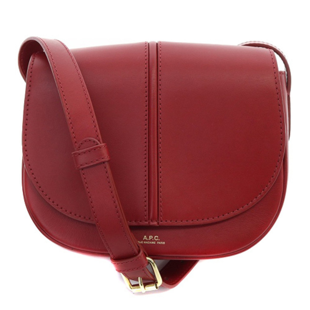 APC Leather Shoulder Bag Logo Red Direct from Japan Secondhand