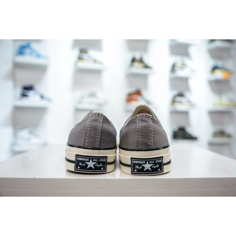 ♞,♘Converse คลาสสิกต่ำด้านบนวินเทจสบาย ๆ ร้อยรองเท้า Vulcanized แผ่นหินสีเทาต่ำด้านบน 164951C