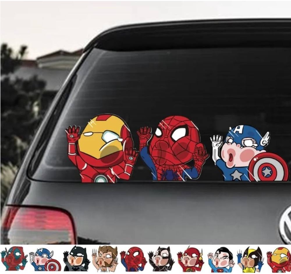 การ์ตูนน่ารัก สติกเกอร์ติดรถ สติกเกอร์ กันน้ำ รูปการ์ตูนฮีโร่มาร์เวล สำหรับติดมอเตอร์ไซค์ รถยนต์
