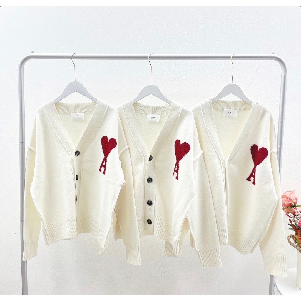 ♞,♘Ami Paris Cardigan (IVORY) DFC