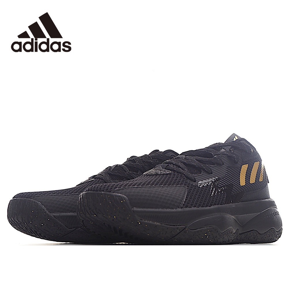 Adidas Dame 8 lilad 8 รองเท้าบาสเก็ตบอล ระบายอากาศ สีดํา สีทอง สําหรับผู้ชาย