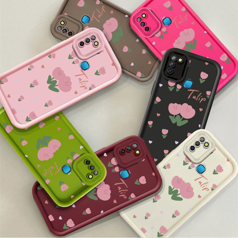 สําหรับ Infinix Hot 10 Lite Hot 9 10 11 Play Hot 12i 20i 30 30i 40i 40 Pro X680 / Tecno Spark 20 Pro ปลอกแฟชั่นน่ารัก Mini Tulips ซิลิโคนนุ่มกันกระแทกฝาครอบโทรศัพท์