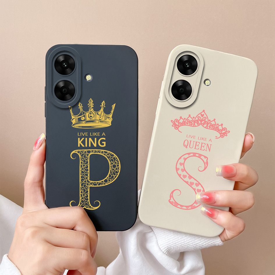 สําหรับRealme Note 60 Narzo N61 ฝาครอบแฟชั่นมงกุฎตัวอักษรป้องกันกล้องซิลิโคนนุ่มTPUปลอกสําหรับRealmeNote 60 RealmeNarzo N61 กันชนCapa