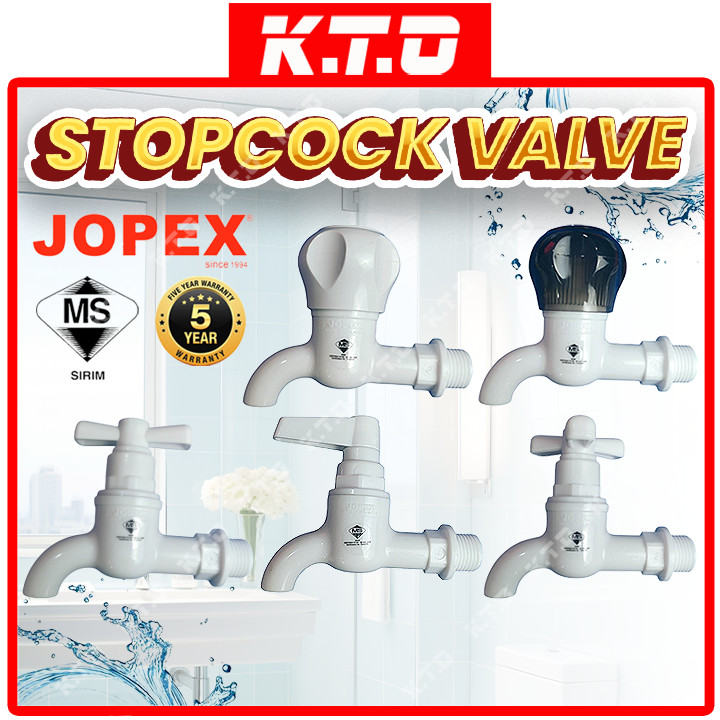 JOPEX 15 มม.PVC Bibcock Water Tap พร้อม Tri Round Tee Quarter-Turn Handle MQBC01W BC05CW BC05W BC01W