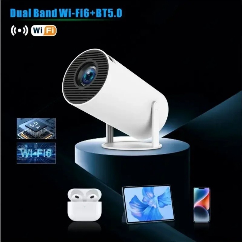 Pro Portable HY300 Smart 260ANSI Android 12 Dual Wifi6 BT5.0 4K Home Cinema Outdoor Projector 1080P