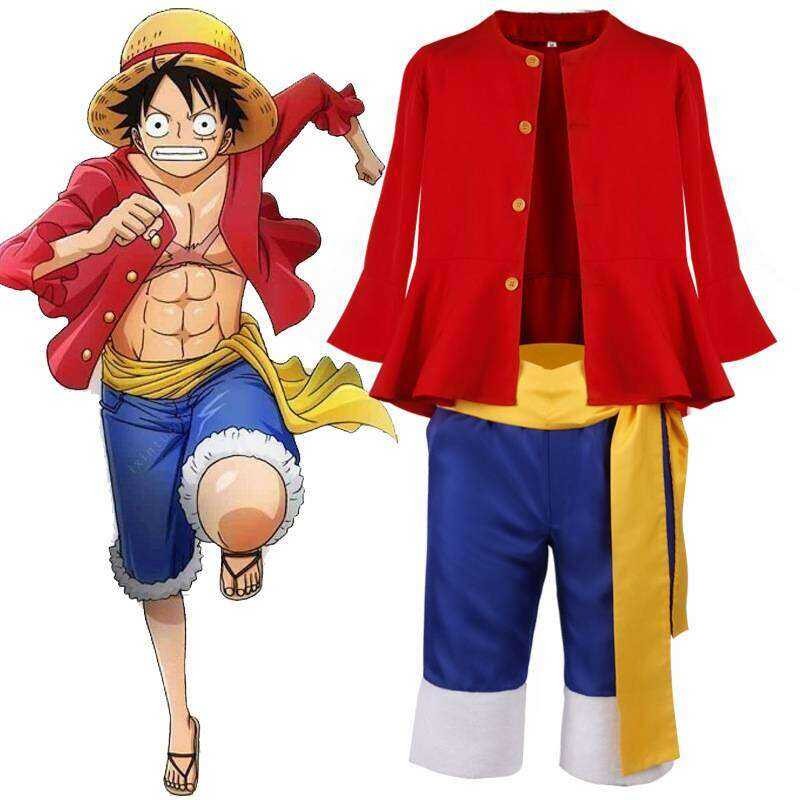 Piece One Luffy Cosplay Costumeผู้ใหญ่เต็มหนึ่งชิ้นลูฟี่คอสเพลย์