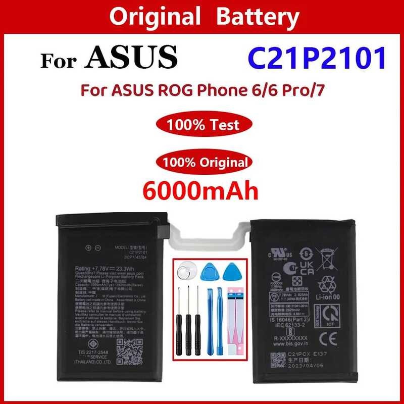 ▥ 100% ใหม่ Original 2 × 3000Mah C21p2101 แบตเตอรี่สําหรับ  ROG 6 โทรศัพท์ Pro 7 คุณภาพสูงแ