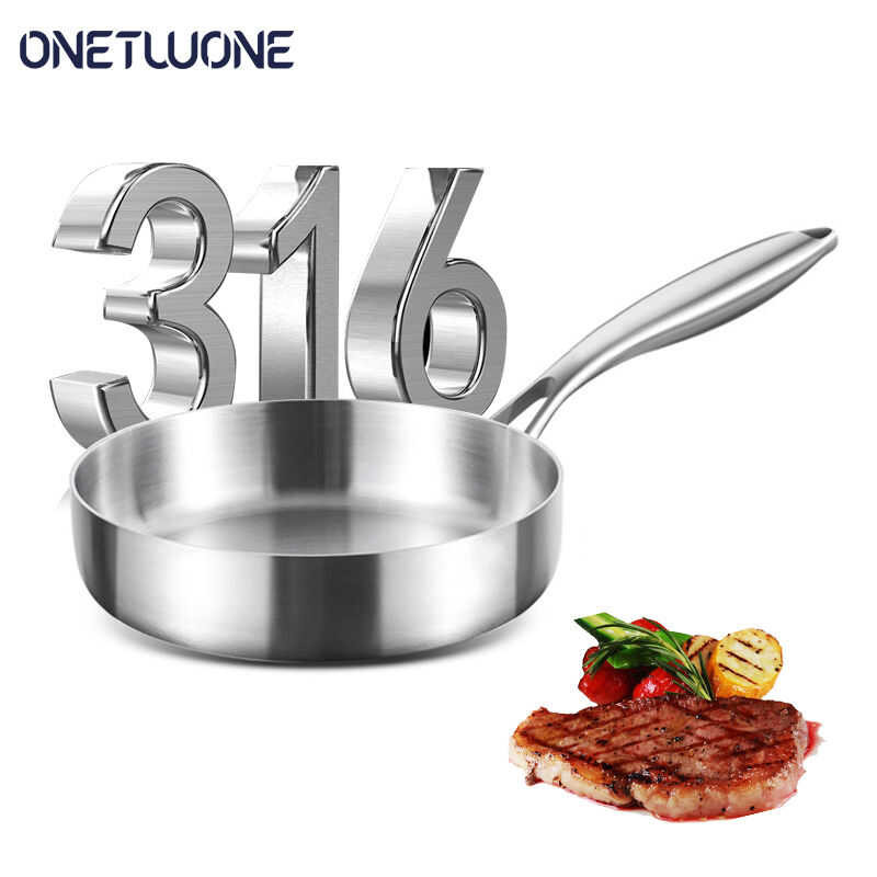 LY Onetwone 316 Stainless Steel Mini Frying Pan Flat Pan 16/20Cm Small Stir-Fry Pans Cooking Pot Ga