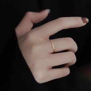 สแตนเลส Tiny Zirconia หินเรียวแหวนผู้หญิง Non Tarnish Gold Plated Hypoallergenic Minimalist Non Fade แฟชั่นเครื่องประดับ