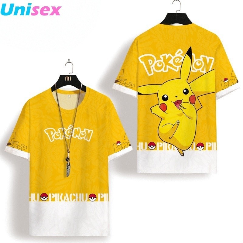 เสื้อยืดแขนสั้น ลายการ์ตูนปิกาจู โปเกมอน เสื้อยืดแฟชั่นฤดูร้อน