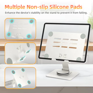 GOOJODOQ ที่วางโทรศัพท์เหล็กคาร์บอนทนทานเป็นพิเศษพร้อม 180° ปรับความสูง 360° หมุนกระจายความร้อนอย่างรวดเร็ว