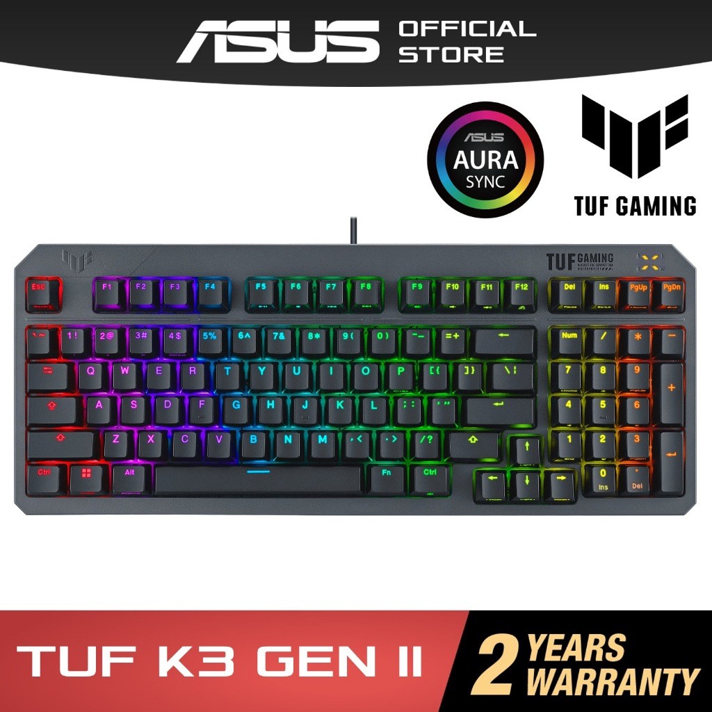 Asus TUF Gaming K3 Gen II Mechanical Gaming Keyboard Optical Switch ไฟ RGB IP57 กันน้ํา