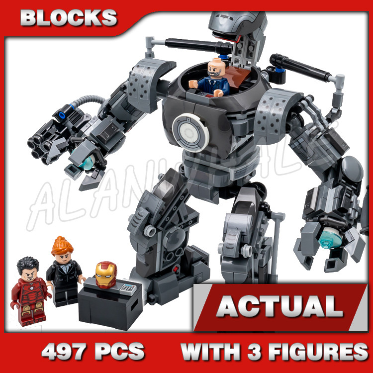 497pcs Super Heroes Avangers Iron Man Monger Mayhem Mech Mechanical Monster 60089 Building Blocks ขอ