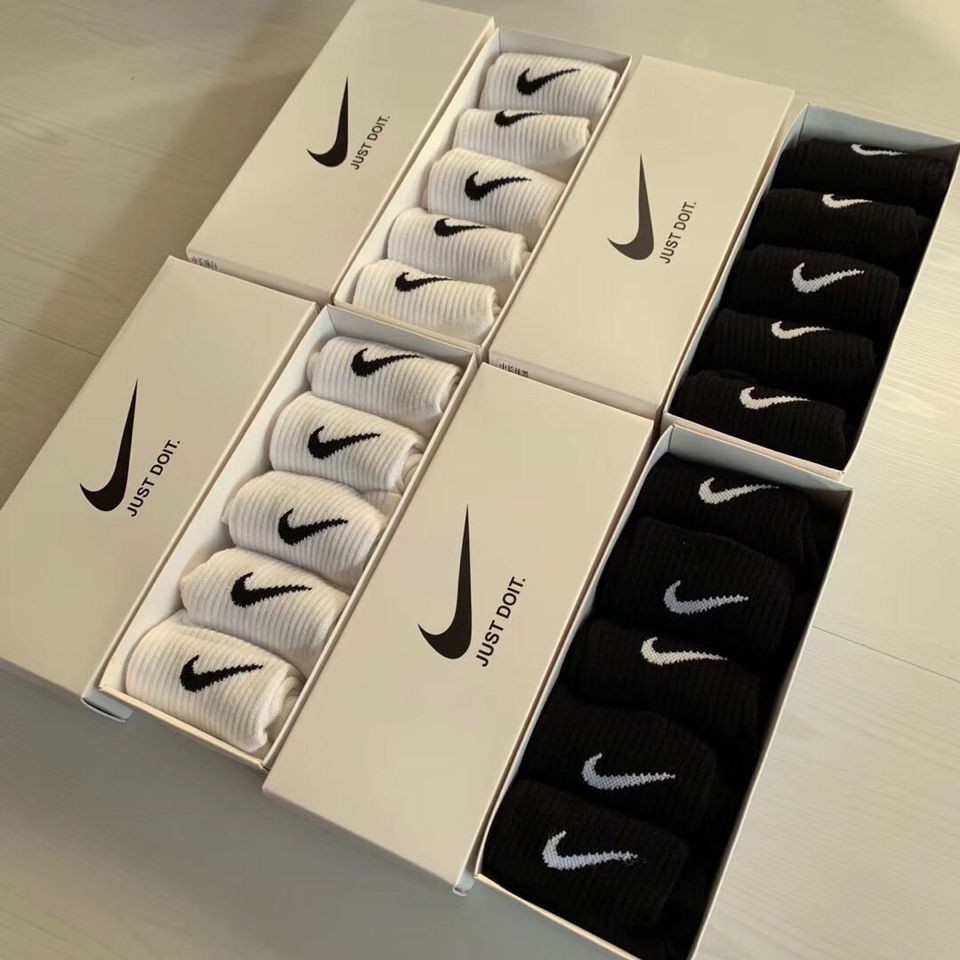 ถุงเท้าไนกี้ สำหรับผู้ชายและผู้หญิง 5 คู่ ออกแบบเพื่อกีฬาและการวิ่ง