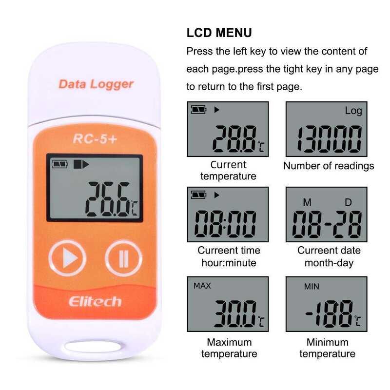 Elitech 🍀 Rc-5 + ความแม่นยำสูงดิจิตอลusbล็อกข้อมูลอุณหภูม