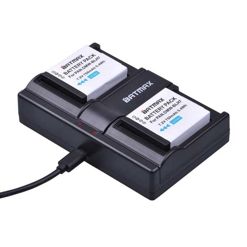 ▥ 2ชิ้นdmw-Blh7 Blh7 Dmw-Blh7pp Dmw-Blh7eแบตเตอรี่+คู่usbชาร์จ Lumix Dmc-Gm5, Dmc-Gf7,