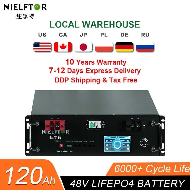 ชุดแบตเตอรี่ LiFePo4 ใหม่ 120Ah พร้อม BMS ในตัว 51.2V 5.12kw ลิเธียมไอออน 48V 100Ah 200Ah 300Ah แบตเ