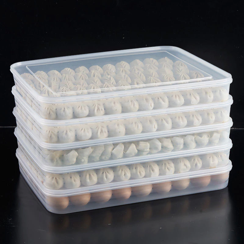 กล่องเกี๊ยวแช่แข็ง Dumpling Multi-Layerตู้เย็นQuick- Dumplingในครัวเรือนอาหารการเก็บรักษากล่องถาดFro