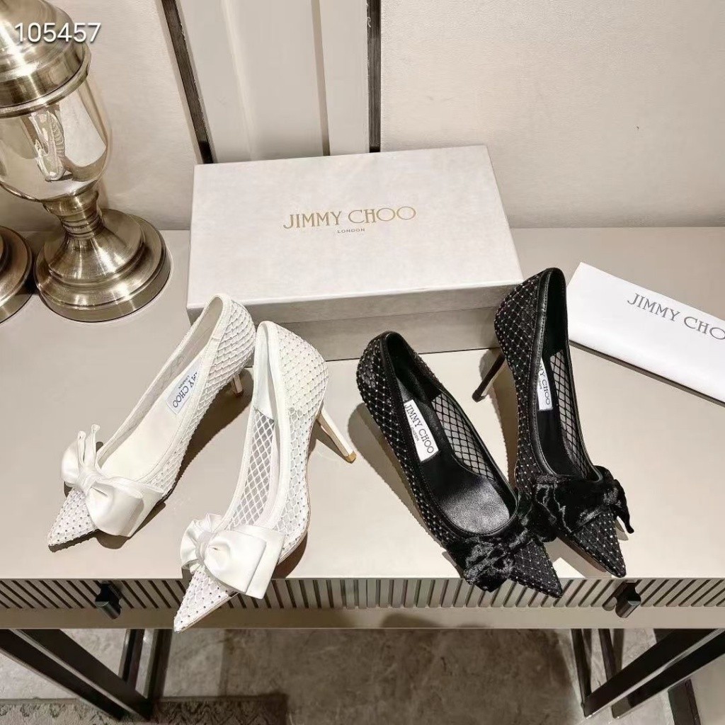 Jimmy CHOO รองเท้าส้นสูง ประดับโบว์ แฟชั่น 2023