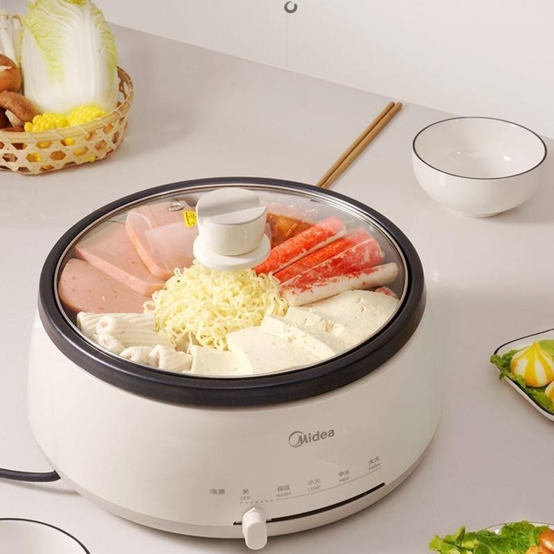 hot🔥การประกันคุณภาพ🔥 Midea Electric Hot Pot Household 4L Multifunctional Electric Wok Electric Co