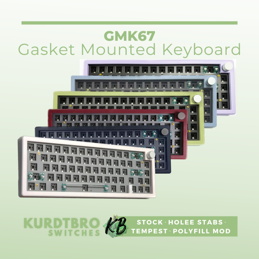 Gmk67 คีย์บอร์ดติดปะเก็น Tri-mode 65% (มีสต็อกและดัดแปลง) สวิตช์ Kurdtbro