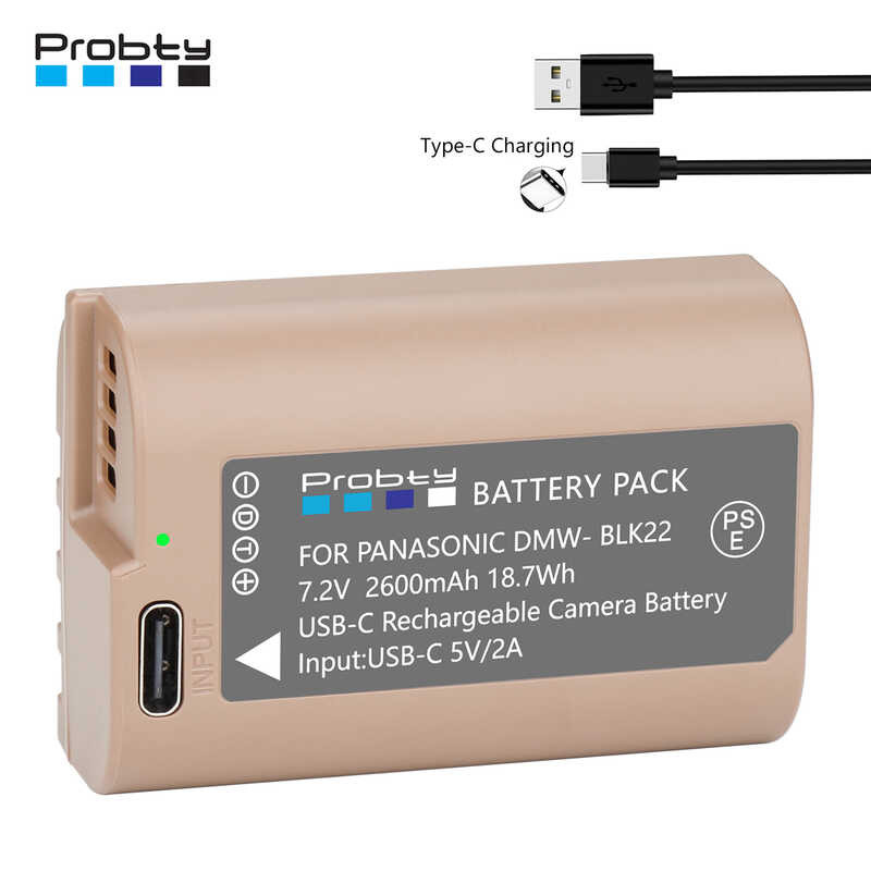 แบตเตอรี่ 1 DMW-BLK22 DMW BLK22 พร้อมพอร์ตชาร์จ USB-C สำหรับ Panaso