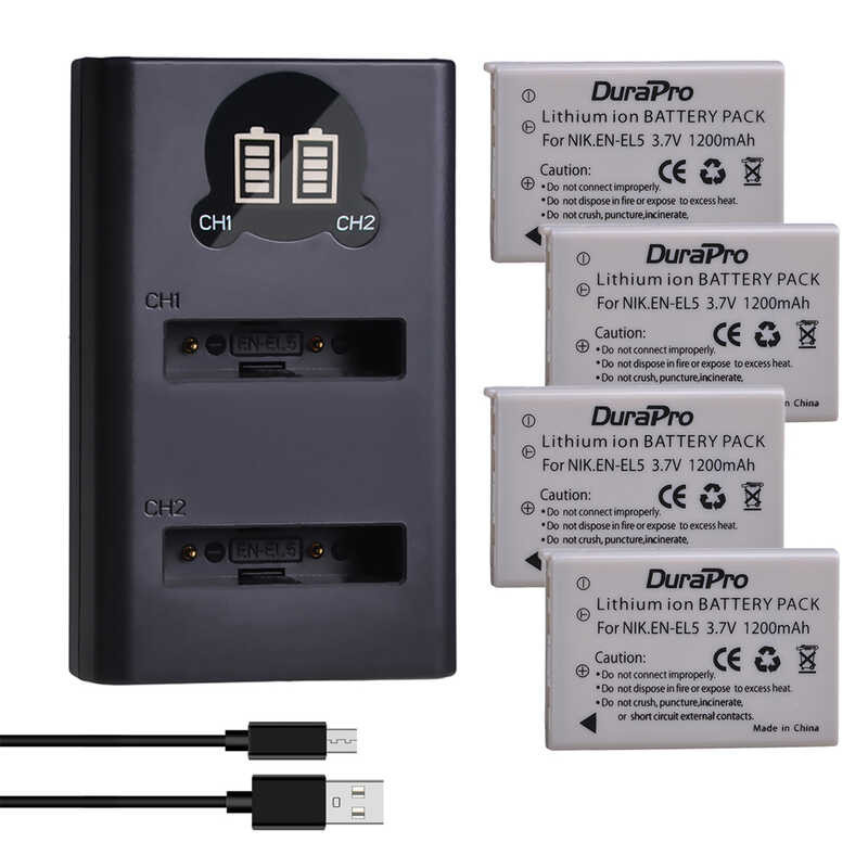 1200mAh 7 EN-EL5 EN EL5 Replacement Li-ion Battery Charger for Nikon Coolpix MH-61 P100 P3 P4 P50