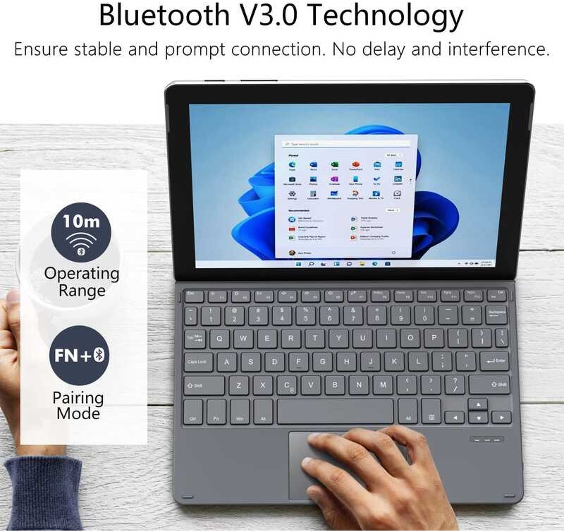 Type MoKo Cover Fit Surface 3 (2021)/Surface 2 2020/Surface Go 2018, Wireless Bluetooth Tablet Comp