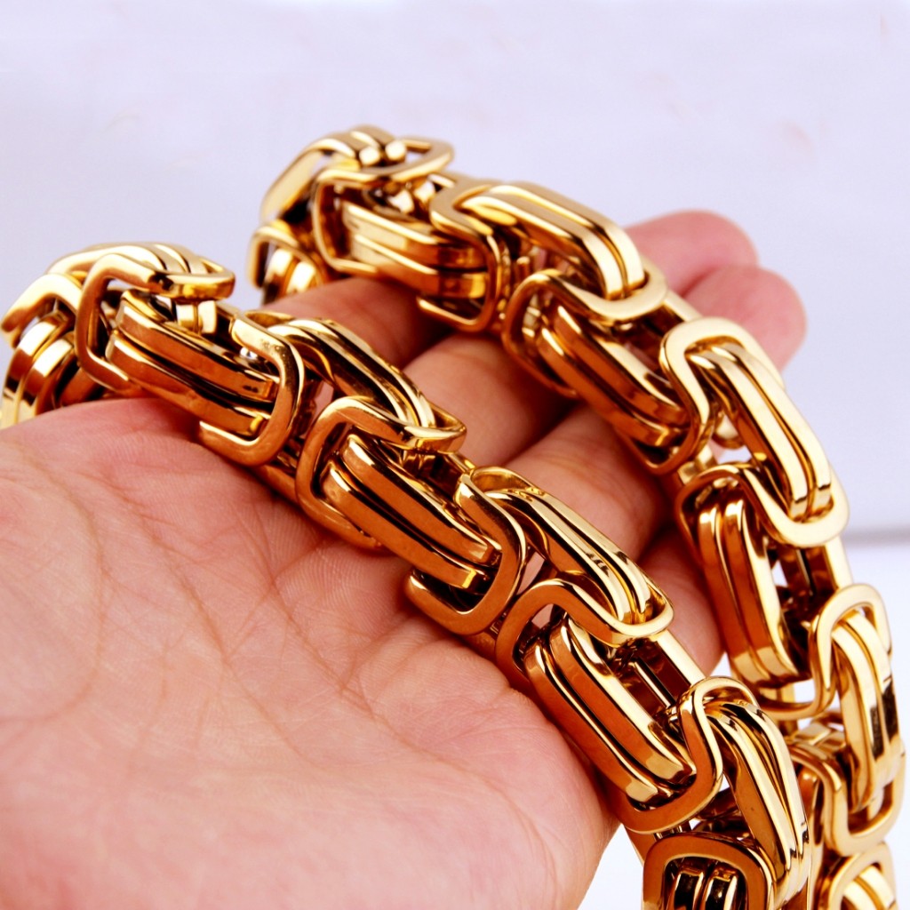 Heavy สร้อยคอโซ่ สเตนเลส 316L สีทอง 18K 12 15 มม. สําหรับผู้ชาย