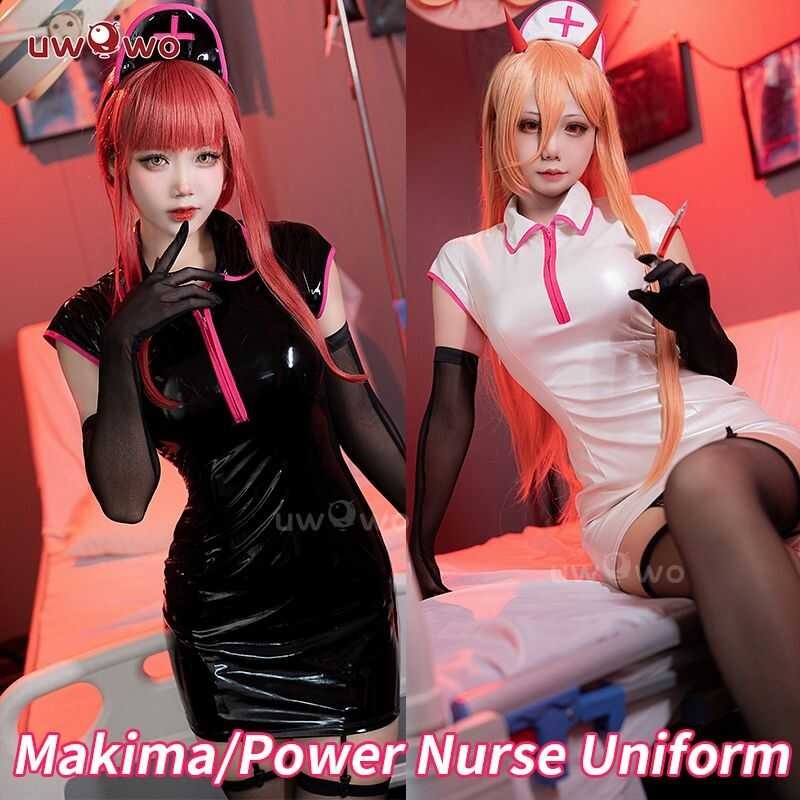 In Stock UWOWO Power/Makima Succubus Cosplay Costume Chainsaw Man Cosplay Nurse Uniform Suit Black