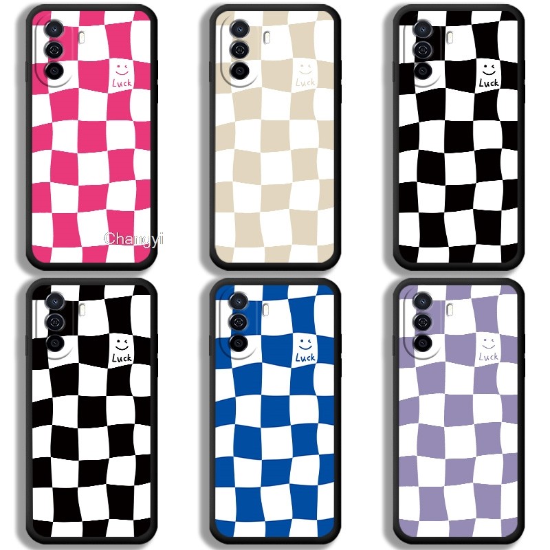 Creative สีดําสีขาวกระดานหมากรุกกันกระแทกสําหรับ Huawei Nova Y70 Y71 Nova Y70 Plus 4G