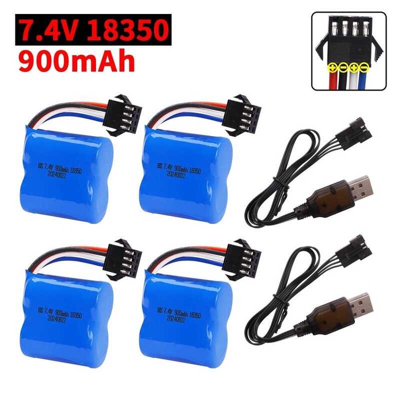7.4V 18350 SM-4P ปลั๊ก 900mAh Li-ion สำหรับ HJ808 HJ813 HJ815 UDI 001 UDI001 HQ960 รีโมทคอนโทรล