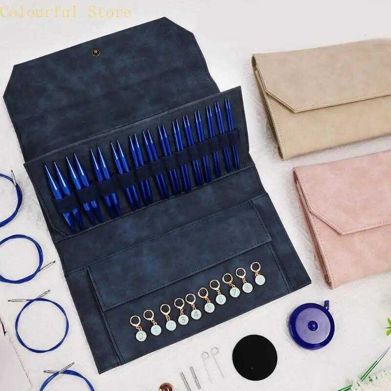 X7XD Empty Circular Needle Case เครื่องมือถัก Organr พร้อมช่องยืดหยุ่น