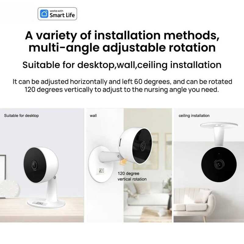 Tuya สมาร์ท 3MP HD กล้องรักษาความปลอดภัยในร่มสําหรับทารกผู้สูงอายุสัตว์เลี้ยง Nanny พร้อมแบบเรียลไทม