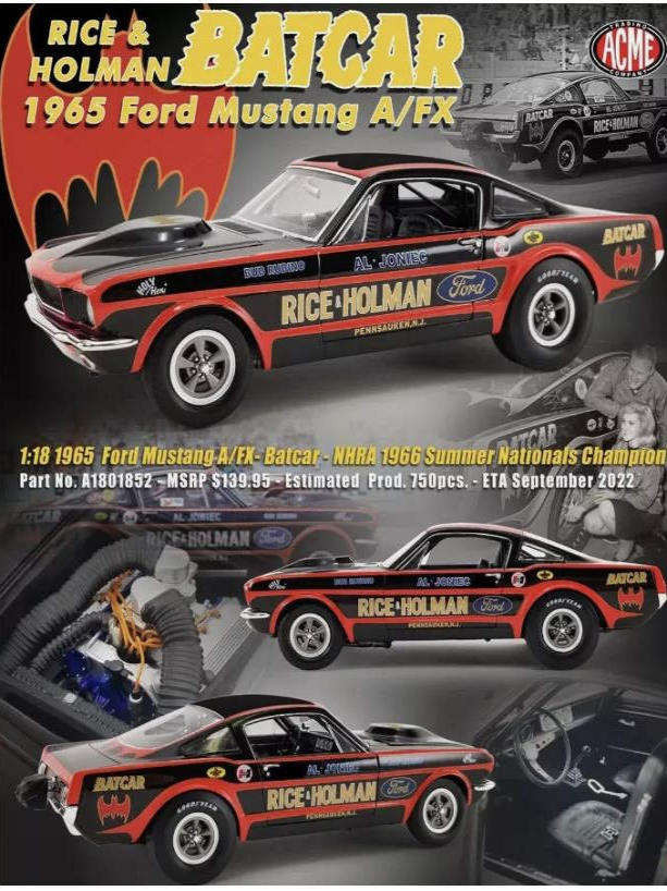 ACME 1 18 รถ 1965 Ford Mustang A/FX BATCAR Mustang Racing Model Out of Print Model