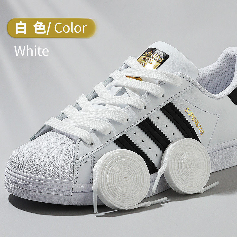 เหมาะสำหรับ Adidas เชือกผูกรองเท้าเชือก SHELL Toe Clover รองเท้ากีฬาผู้ชายและผู้หญิงสีขาวแบน Air Fo