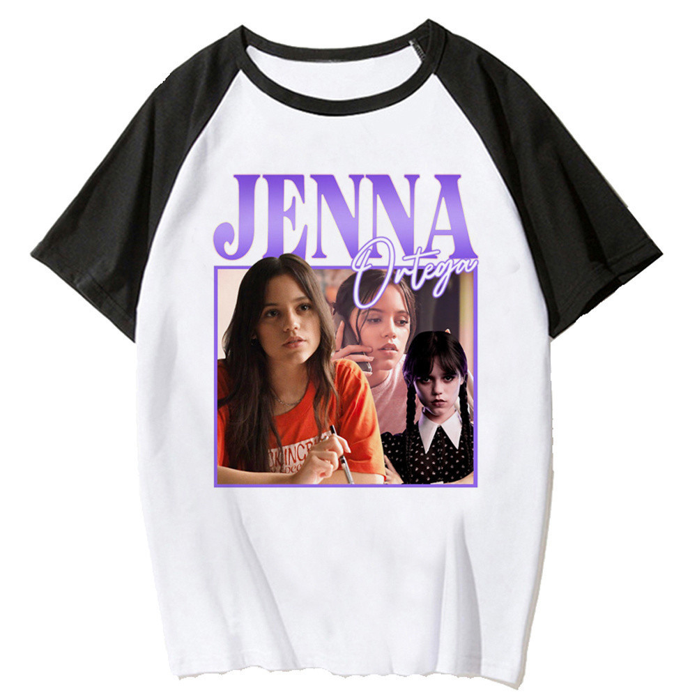 Jenna Ortega เสื้อยืดผู้ชายออกแบบกราฟิกอะนิเมะ tshirt boy กราฟิกมังงะ 2000s เสื้อผ้า