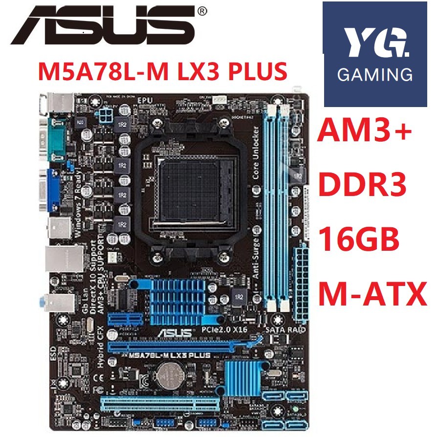 Asus M5A78L-M LX3 PLUS a78 780 ซ็อกเก็ต AM3 AM3+ DDR3 16G Micro ATX UEFI BIOS เดิมใช้เมนบอร์ด