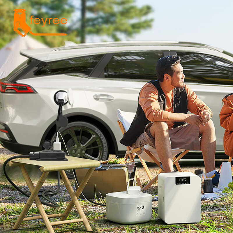 ❤ Feyree ปล่อยปลั๊ก EV แบบพกพา 2 16A สายชาร์จกับ EU Socket สำห