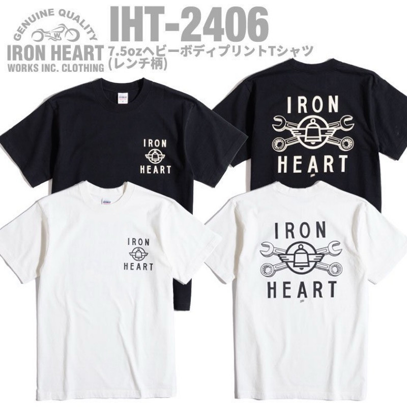 ♞,♘,♙เสื้อยืด Iron Heart IHT-2406 สีดําสีขาว WFD