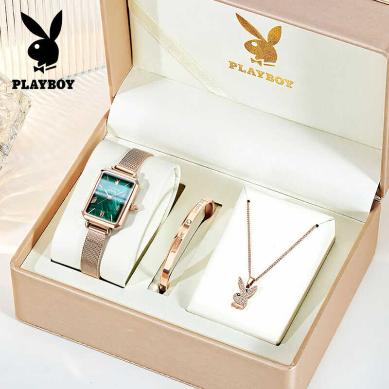❤ PLAYBOY ชุด นาฬิกา ผู้หญิง100%ของแท้ กันน้ำ เรียบง่ายและมีสไตล์ สแตนเลส ของขวัญวันเกิด นาฬิกา