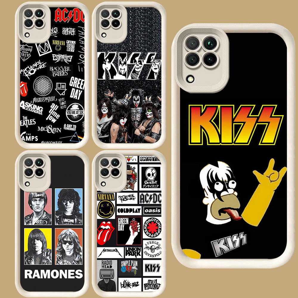 R7 แฟชั่น Rock Band สําหรับ Samsung A12 A06 F04 M04 A05 A04 A04E A22 J7 Pro J2 Prime 5G สีขาว