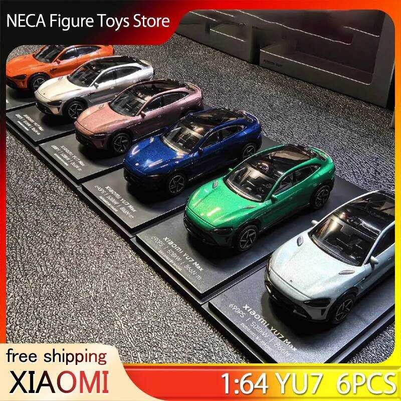 New Xiaomi Yu7 1:64 Diecast Car Model Set 6 Color Alloy Pull-Back Vehicles Mini Collectible For Xia