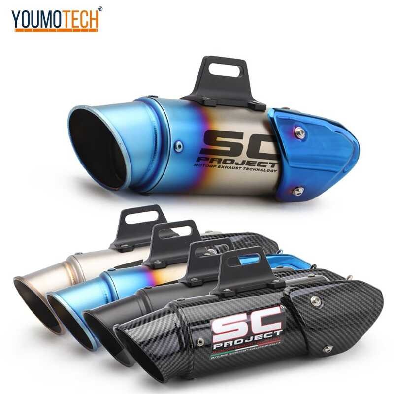 51mm/60mm Motorcycle Exhaust Pipe DB Killer Muffler With Bracket Carbon Fiber Titanium GP-project E