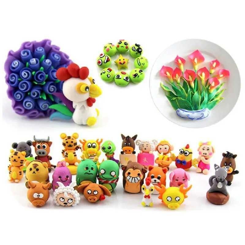 สี 24/36/50 Polymer Fimo Diy Soft Clay Set กระบวนการขึ้นรูปเตาอบ Baking Muc
