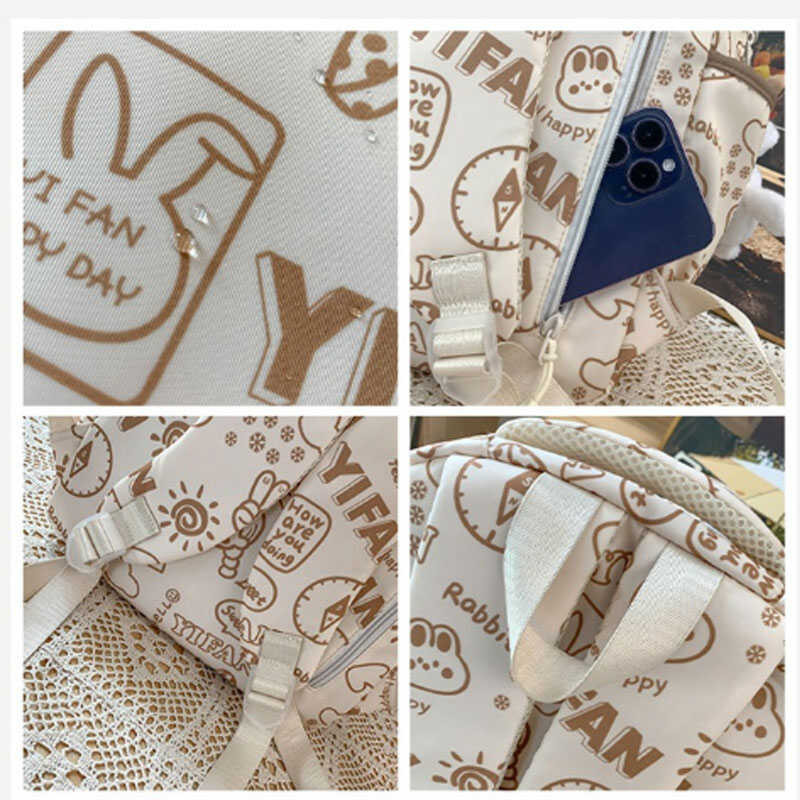 ❤ Deere Jack Cartoon Printed Women Backpacks Large Capacity Student School Outdoor Shopping Tr