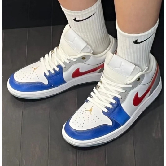 ♞,♘,♙(ของแท้ 100%) Nike Air Jordan 1 Low Philippines White Blue Red