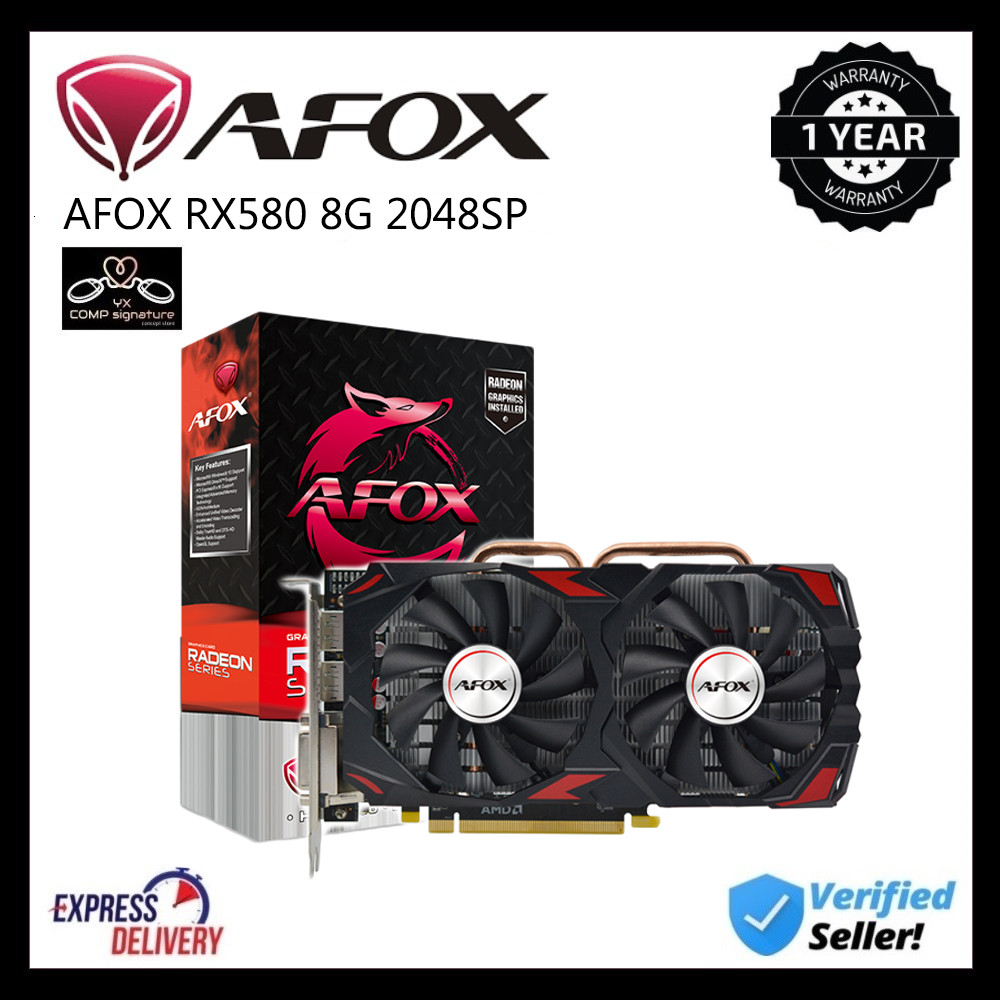 Afox RX 580 8GB GDDR5 2048SP กราฟิกการ์ด AMD RADEON RX580 8G D5 GPU